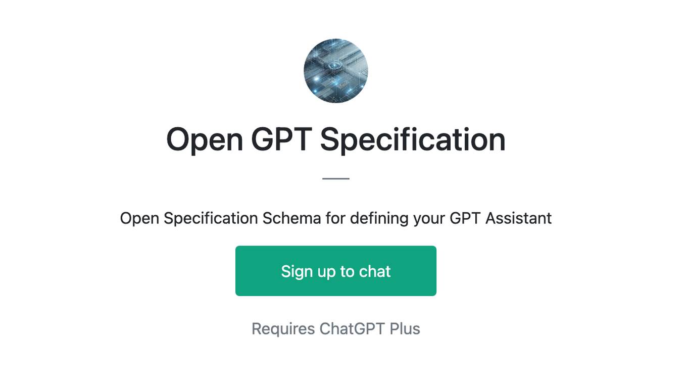 Open GPT Specification Screenshot