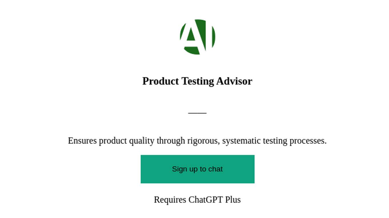 Product Testing Advisor Screenshot