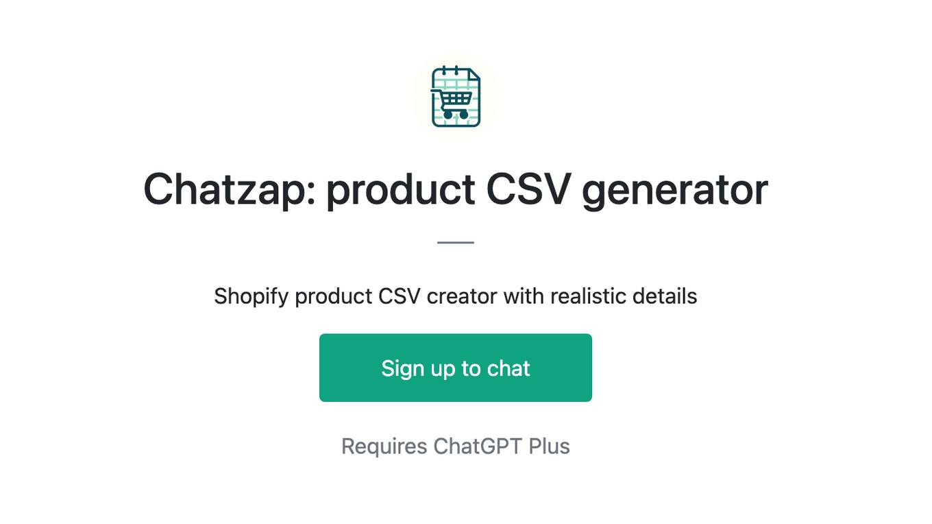 Chatzap: product CSV generator Screenshot