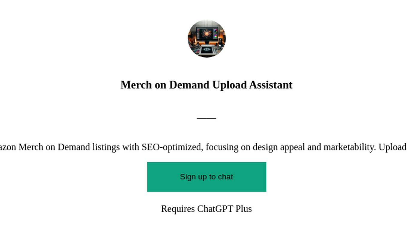 Merch on Demand Upload Assistant Screenshot