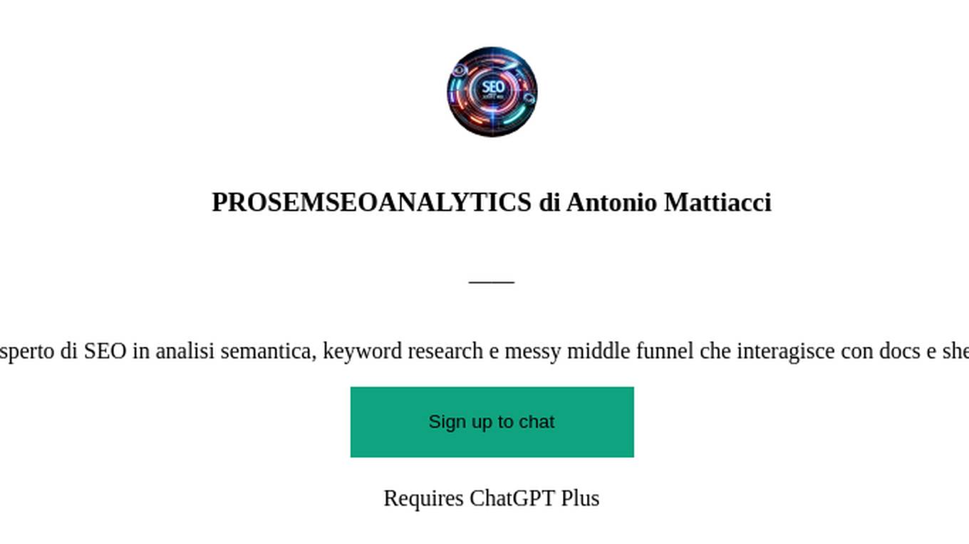 PROSEMSEOANALYTICS di Antonio Mattiacci Screenshot