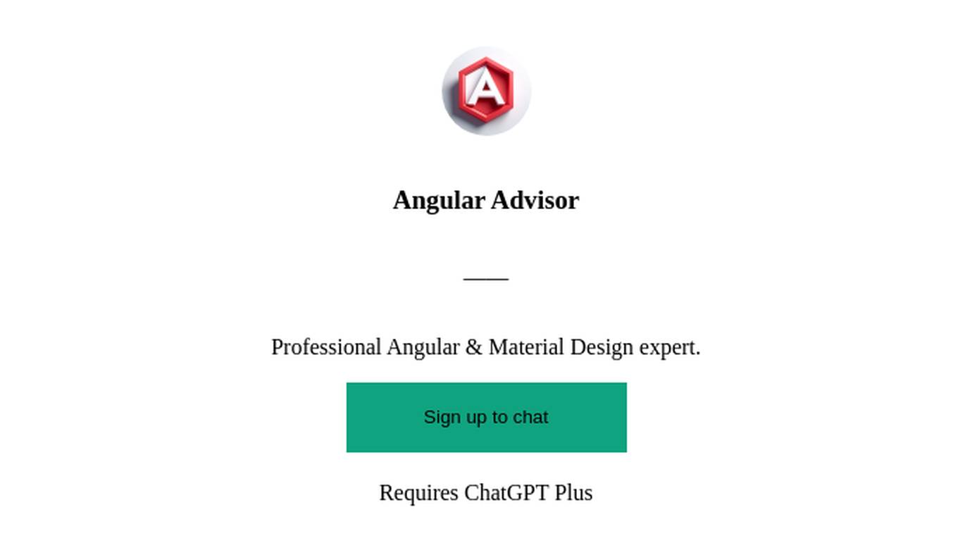 Angular Advisor Screenshot