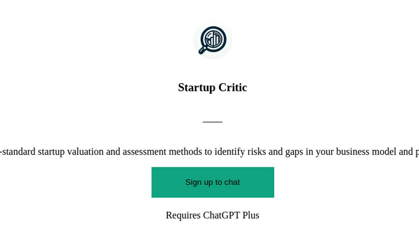 Startup Critic Screenshot