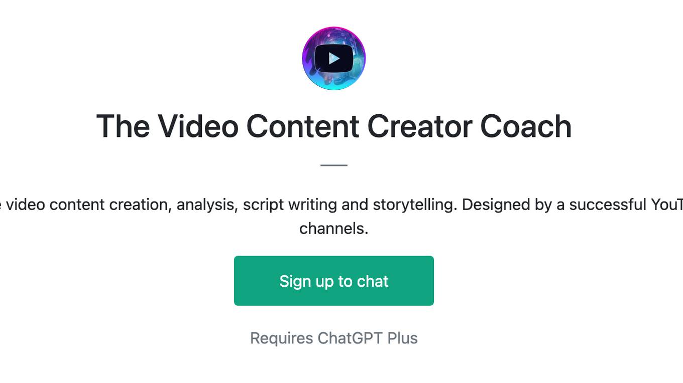 The Video Content Creator Coach Screenshot