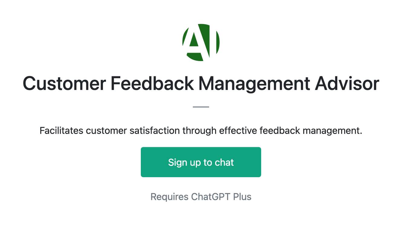 Customer Feedback Management Advisor Screenshot