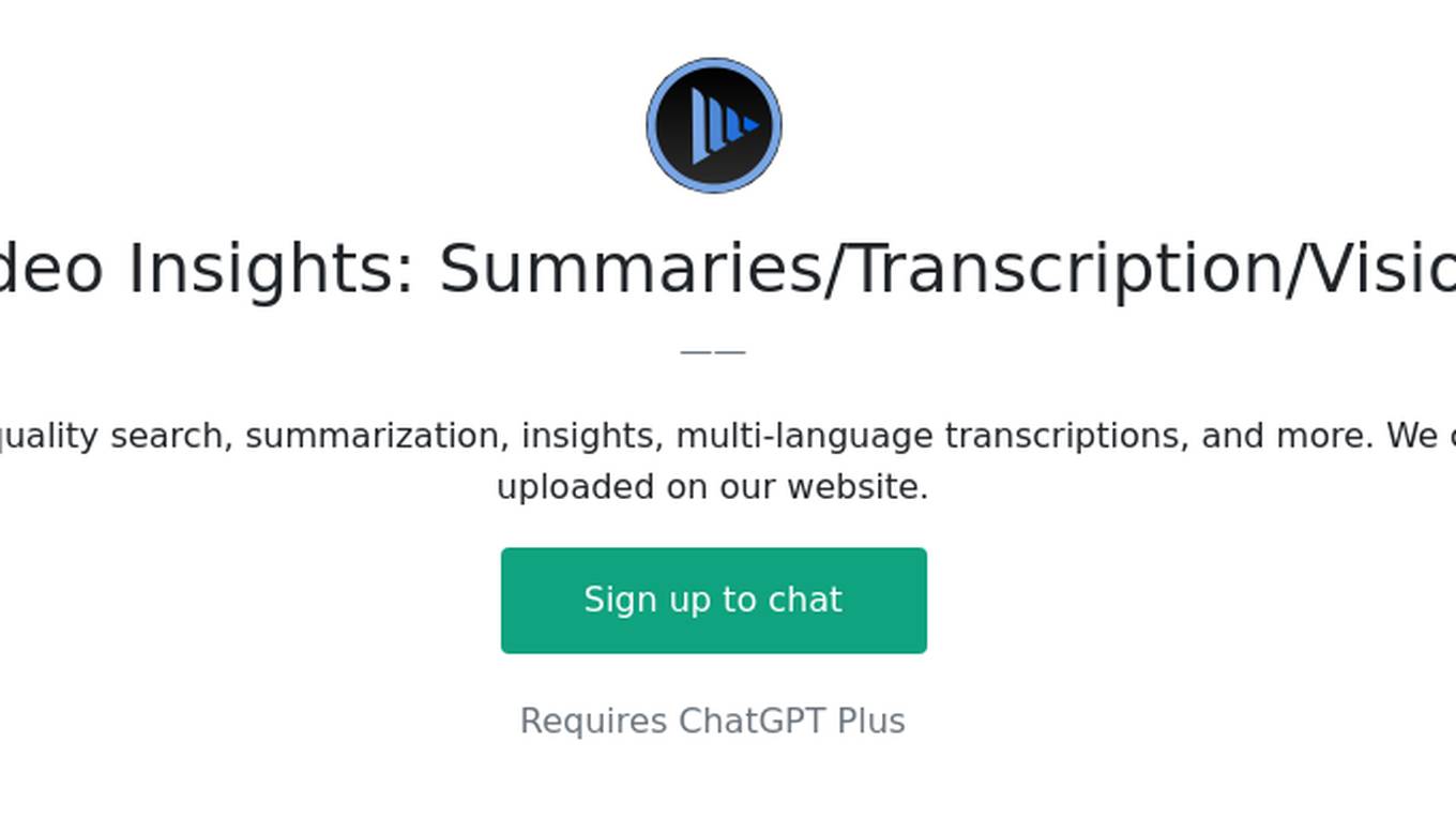 Video Insights: Summaries/Transcription/Vision Screenshot