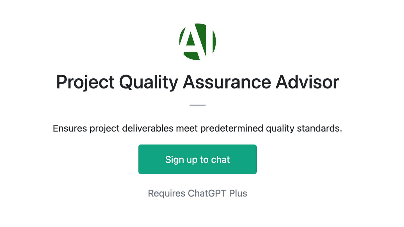 Project Quality Assurance Advisor Screenshot