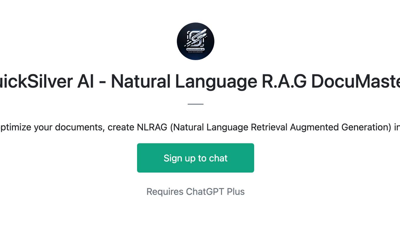 QuickSilver AI - Natural Language R.A.G DocuMaster Screenshot