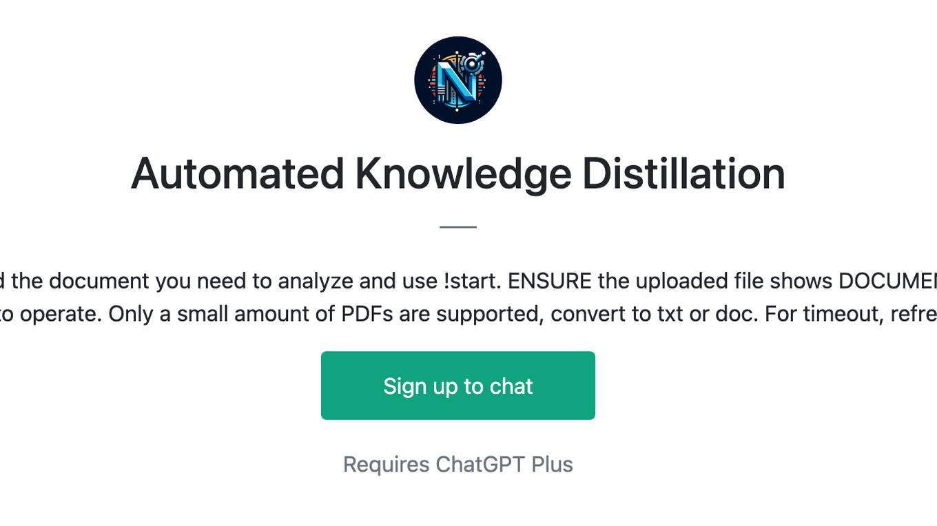 Automated Knowledge Distillation Screenshot