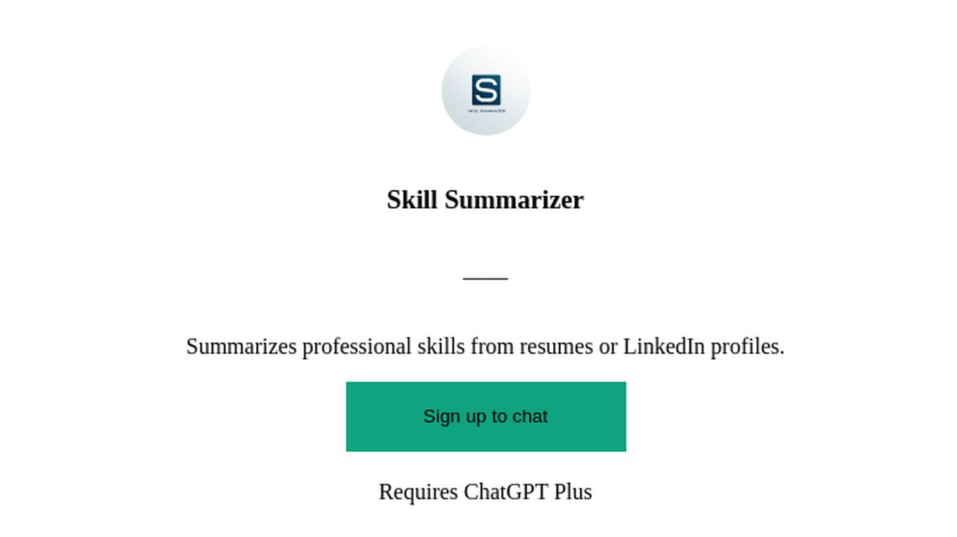 Skill Summarizer Screenshot