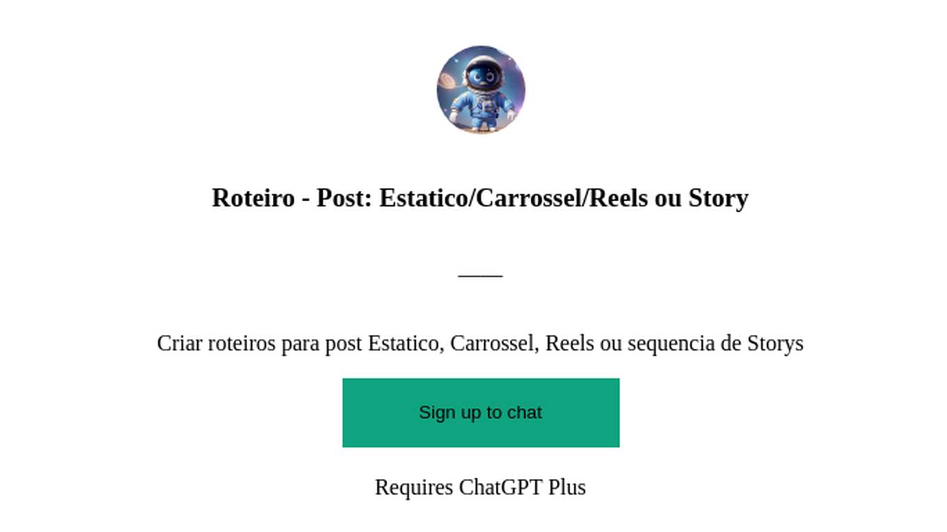 Roteiro -  Post: Estatico/Carrossel/Reels ou Story Screenshot