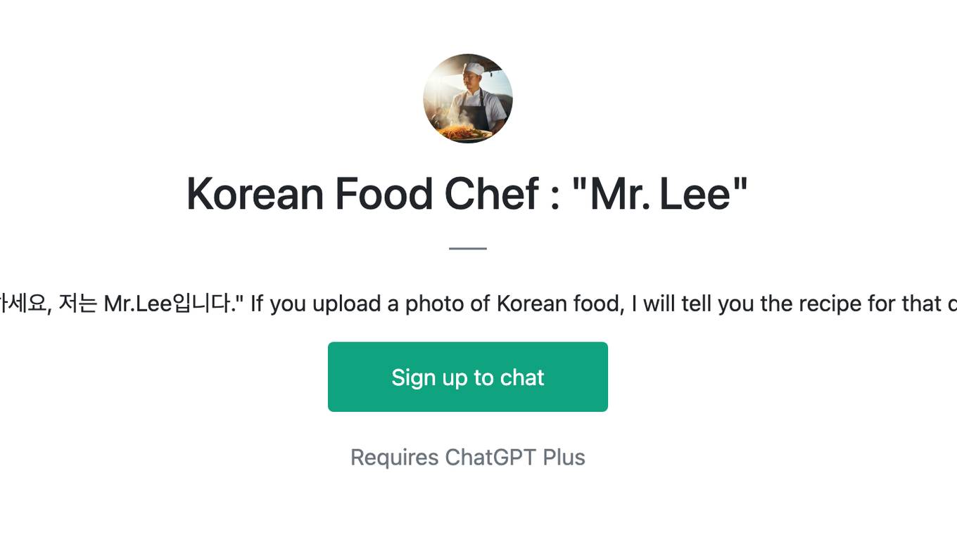 Korean Food Chef : "Mr. Lee" Screenshot