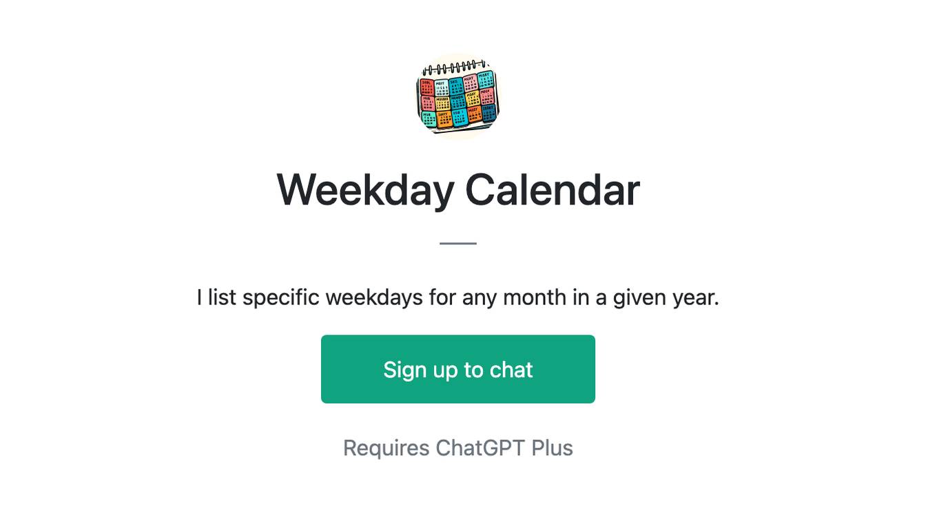 Weekday Calendar Screenshot