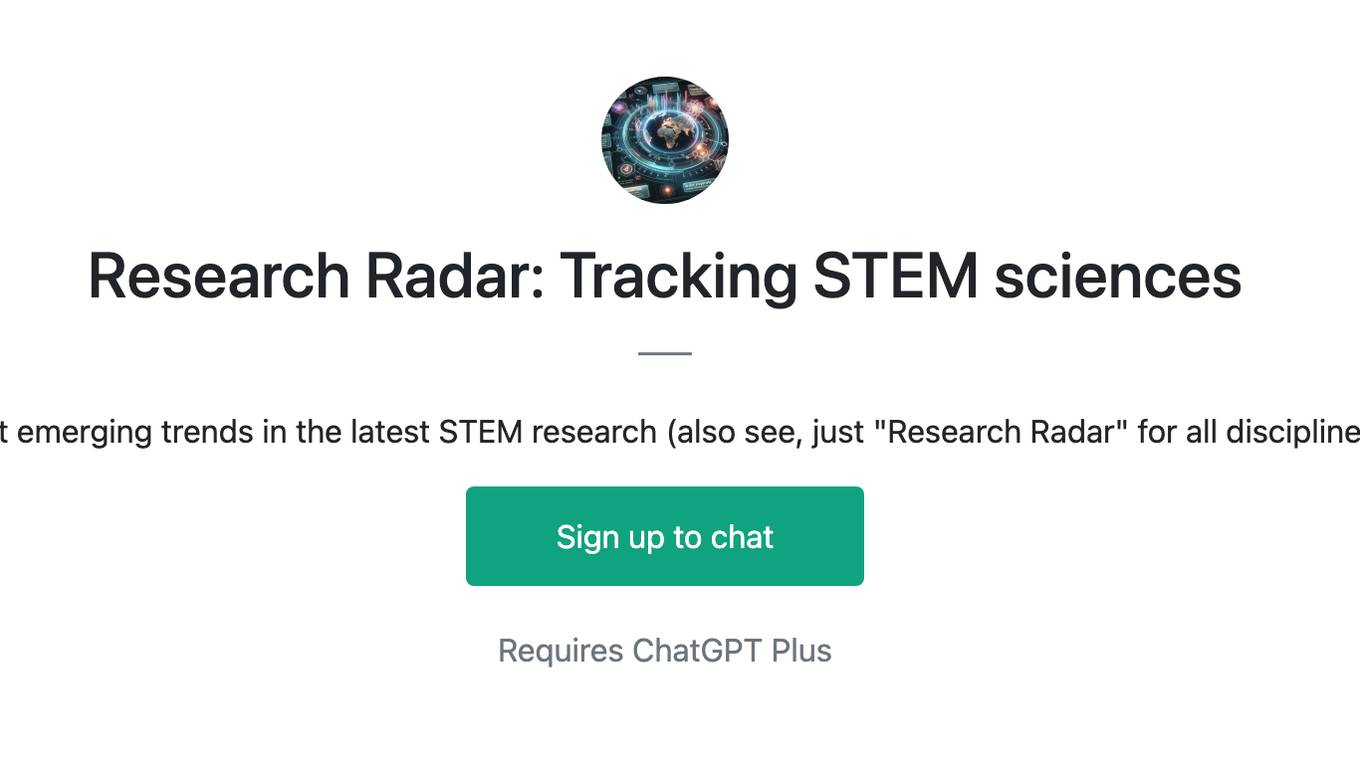 Research Radar: Tracking STEM sciences Screenshot