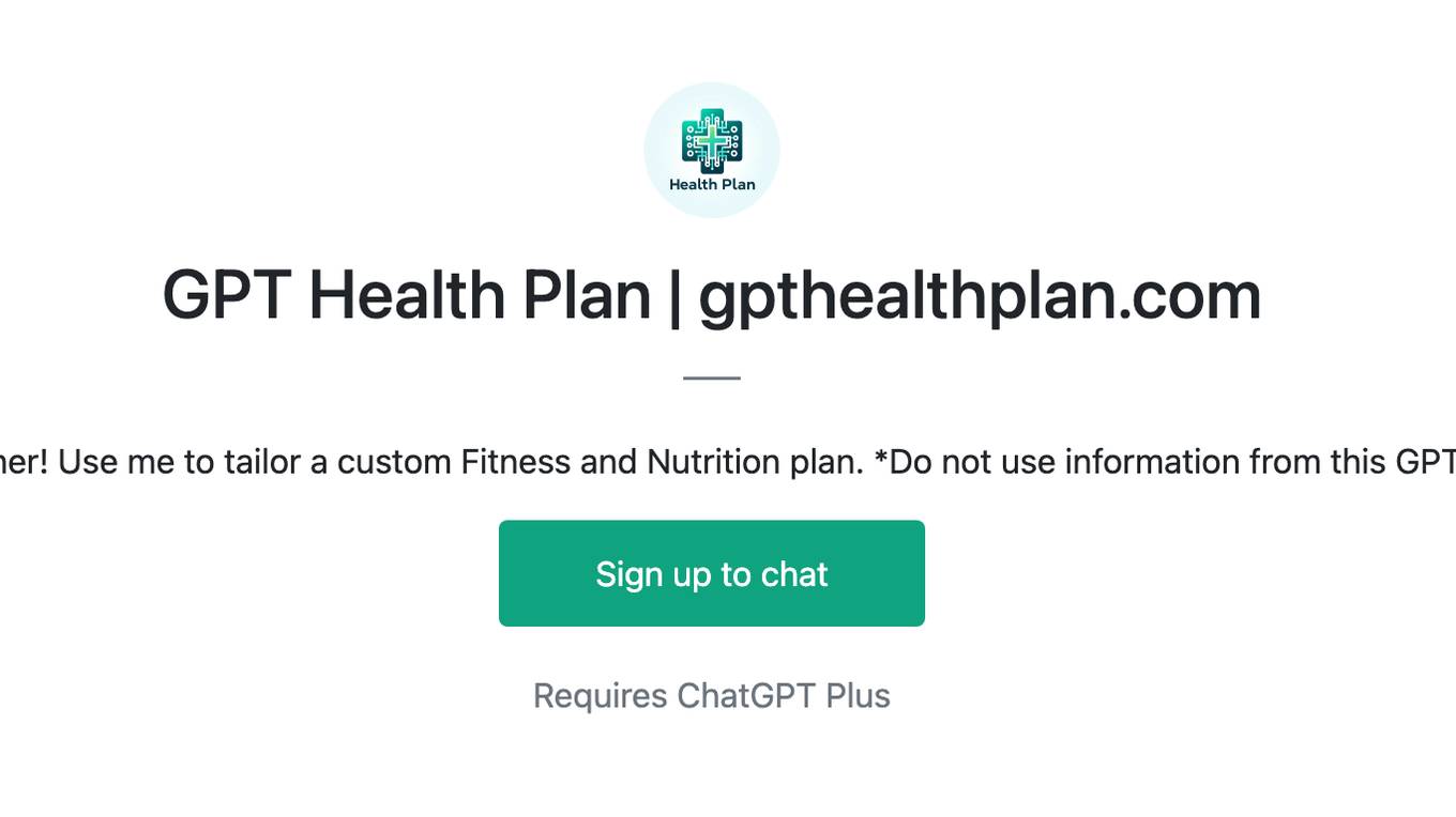 GPT Health Plan | gpthealthplan.com Screenshot