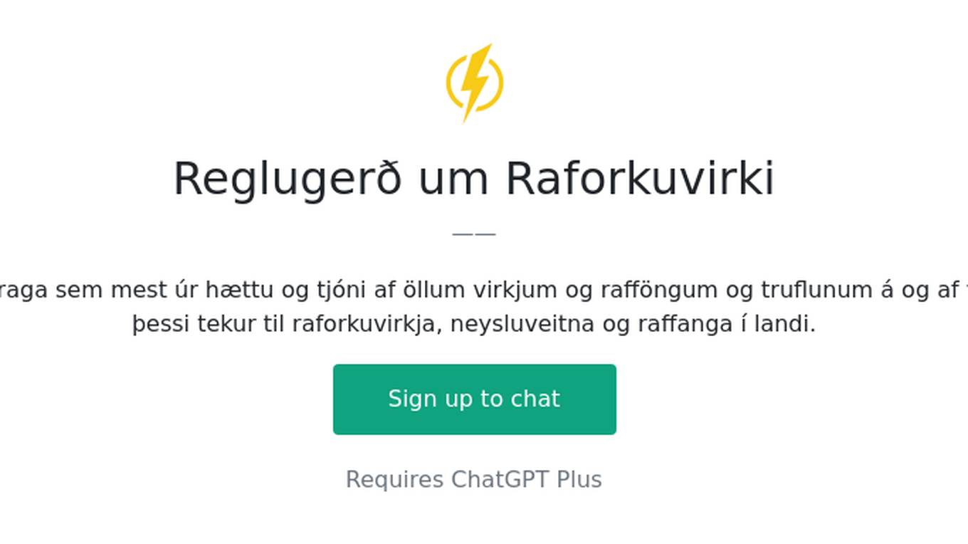 Reglugerð um Raforkuvirki Screenshot