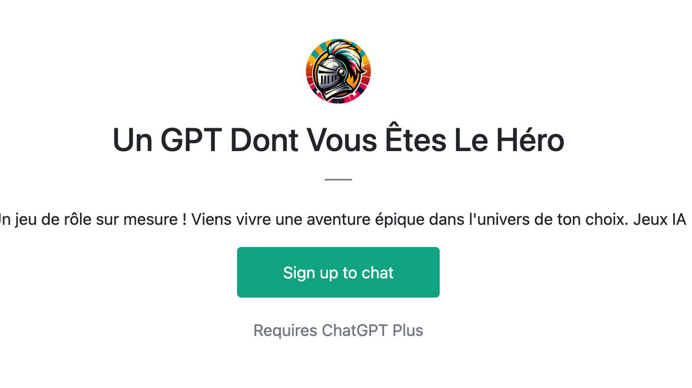 Un GPT Dont Vous Êtes Le Héro Screenshot