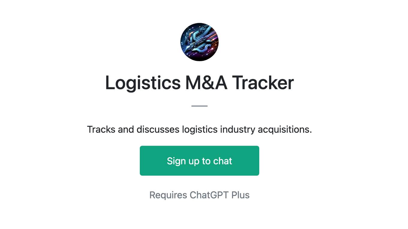 Logistics M&A Tracker Screenshot