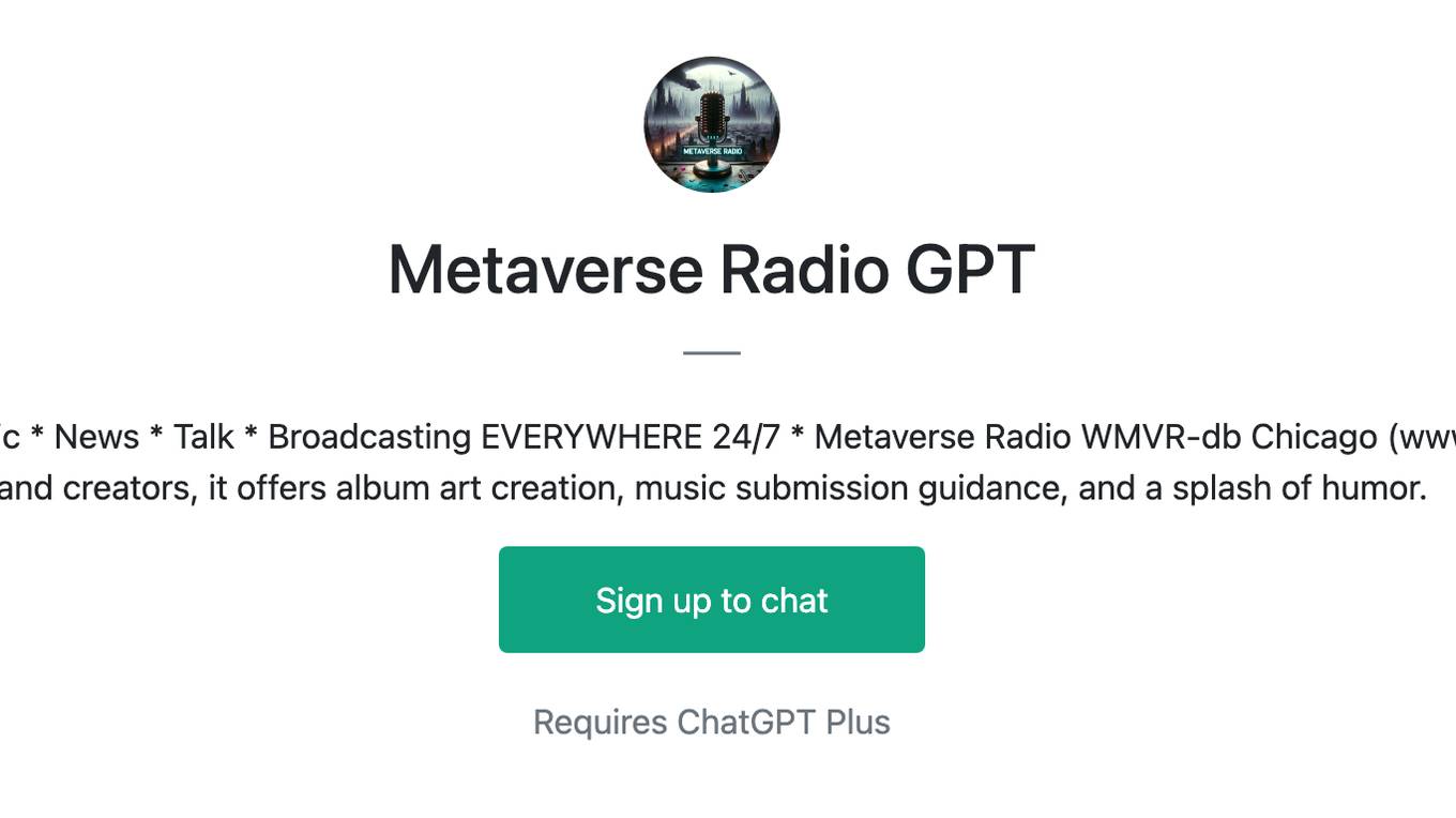 Metaverse Radio GPT Screenshot