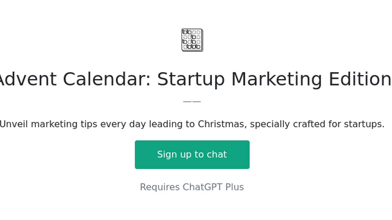 Advent Calendar: Startup Marketing Edition Screenshot