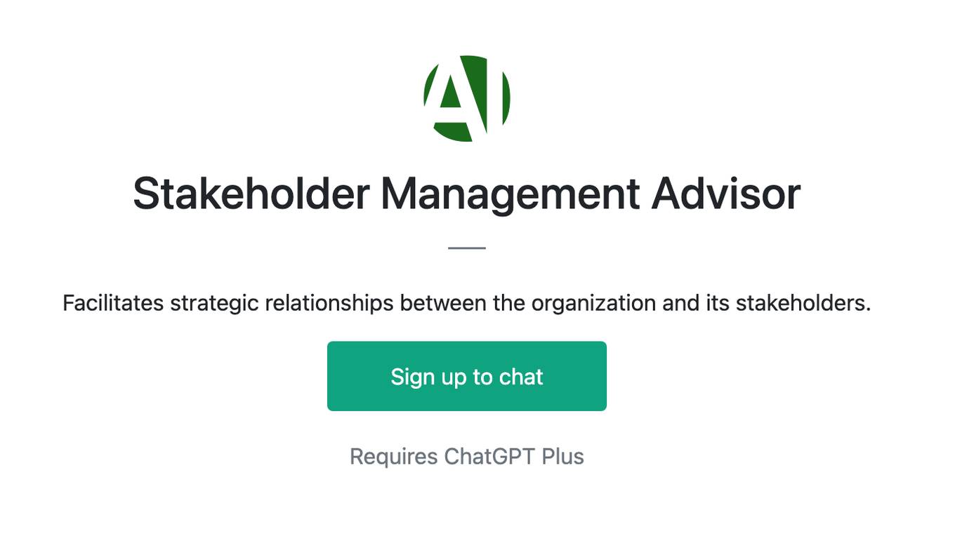 Stakeholder Management Advisor Screenshot