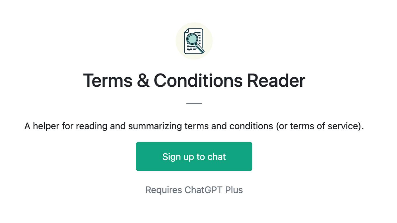 Terms & Conditions Reader Screenshot