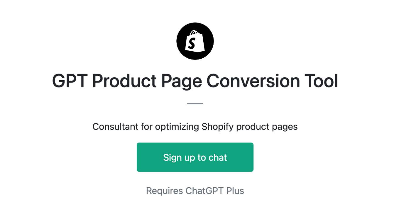 GPT Product Page Conversion Tool Screenshot