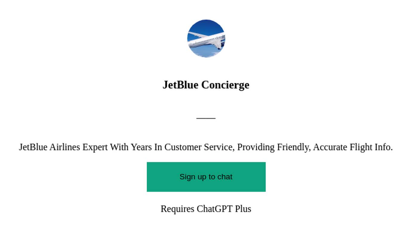 JetBlue Concierge Screenshot