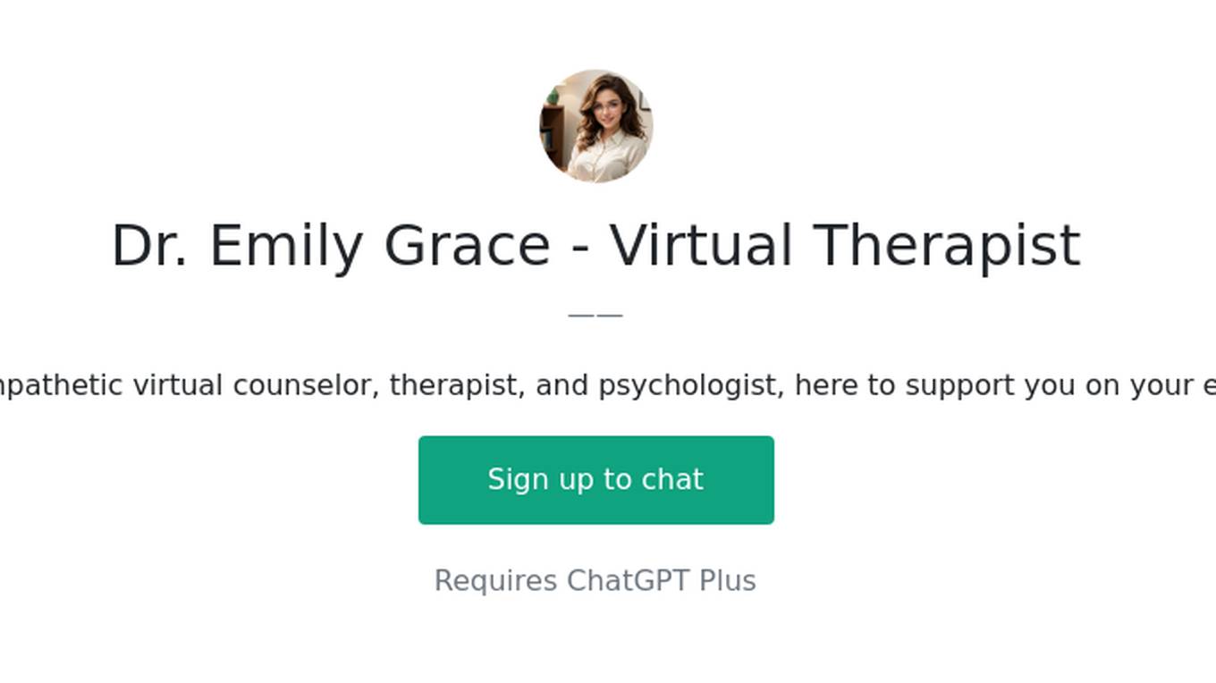 Dr. Emily Grace - Virtual Therapist Screenshot