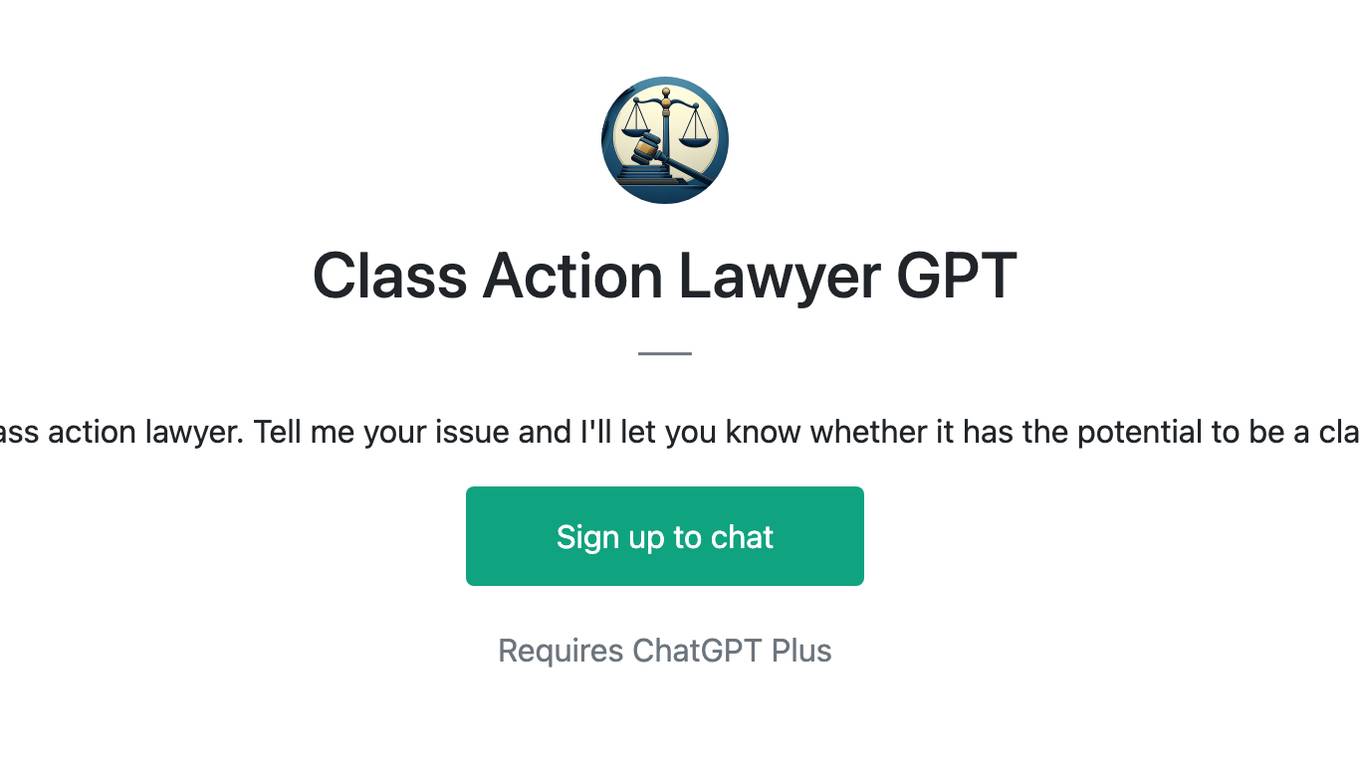 Class Action Lawyer GPT Screenshot