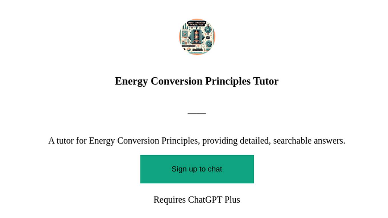 Energy Conversion Principles Tutor Screenshot