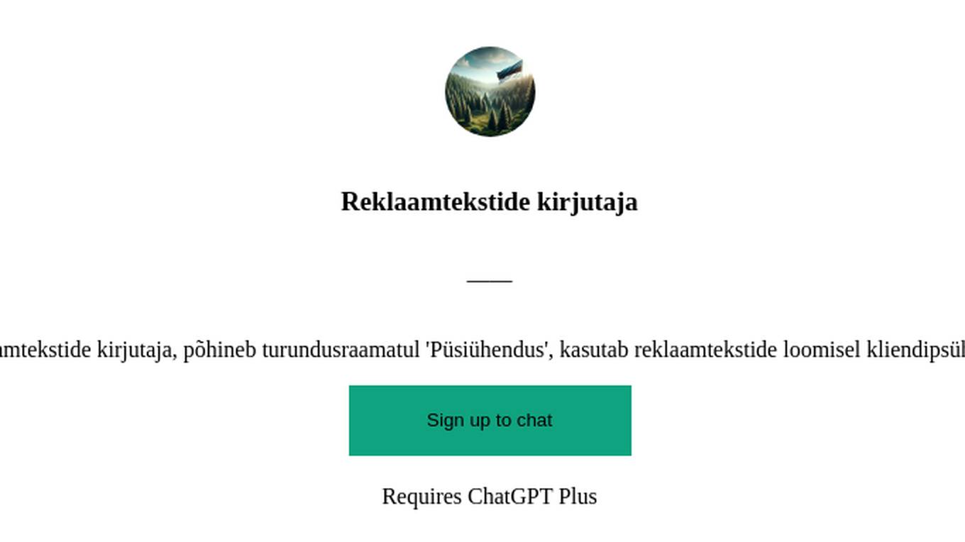 Reklaamtekstide kirjutaja Screenshot