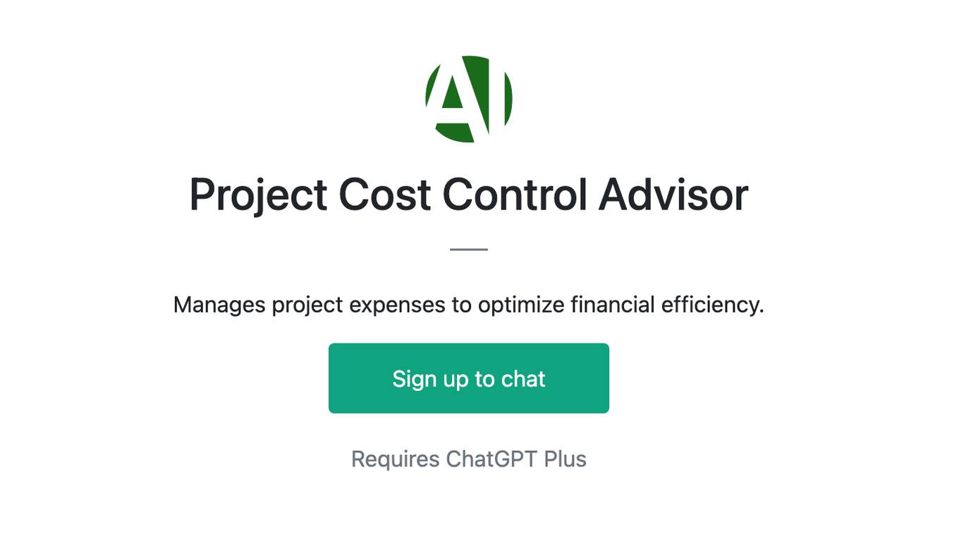 Project Cost Control Advisor Screenshot