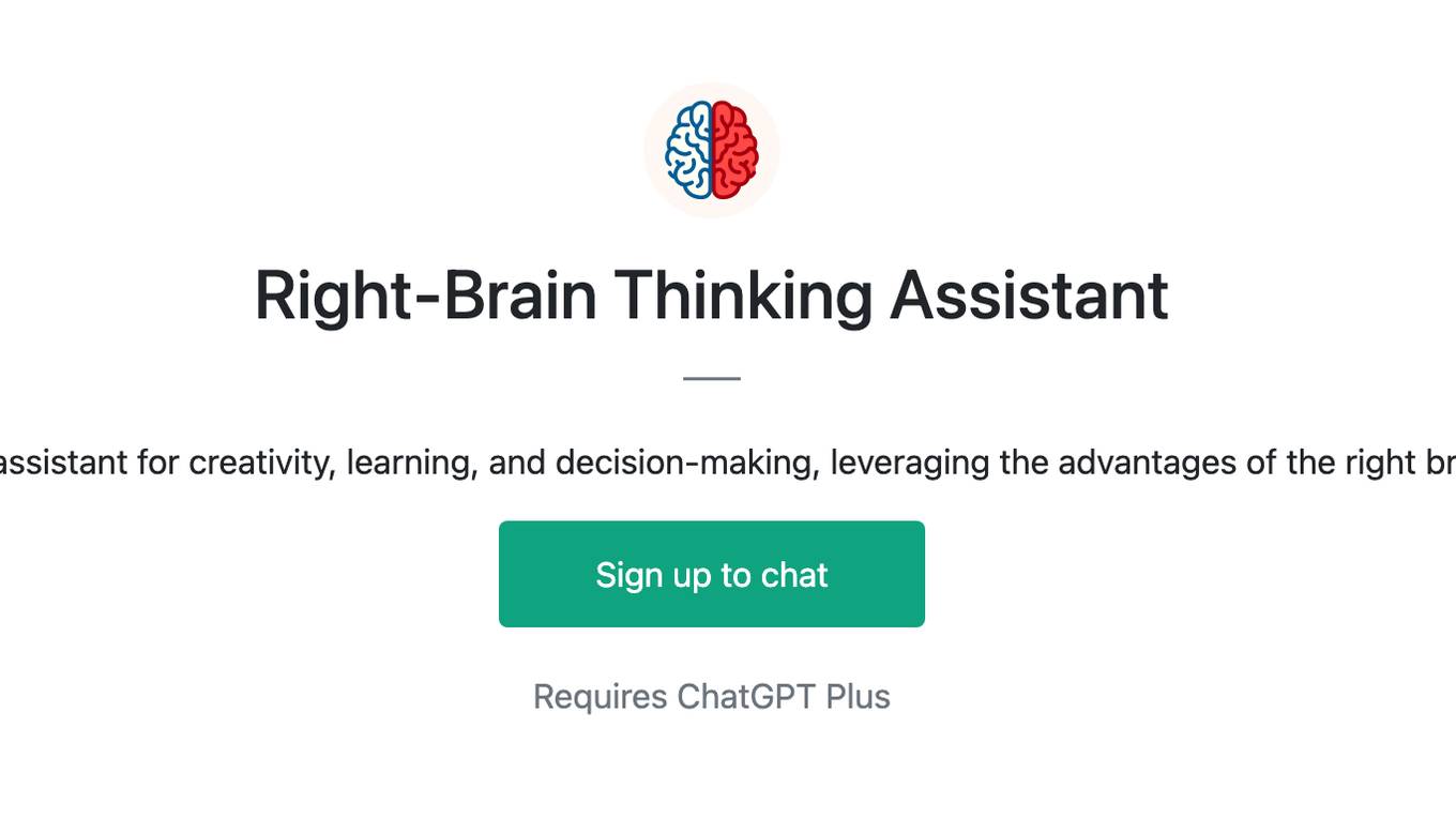 Right-Brain Thinking Assistant Screenshot