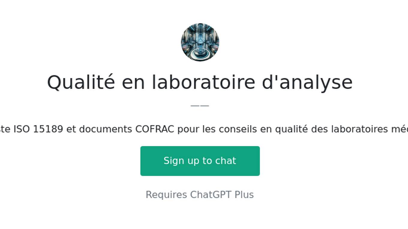 Qualité en laboratoire d'analyse Screenshot