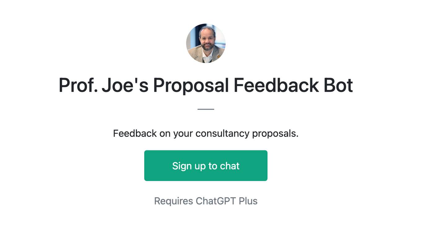 Prof. Joe's Proposal Feedback Bot Screenshot