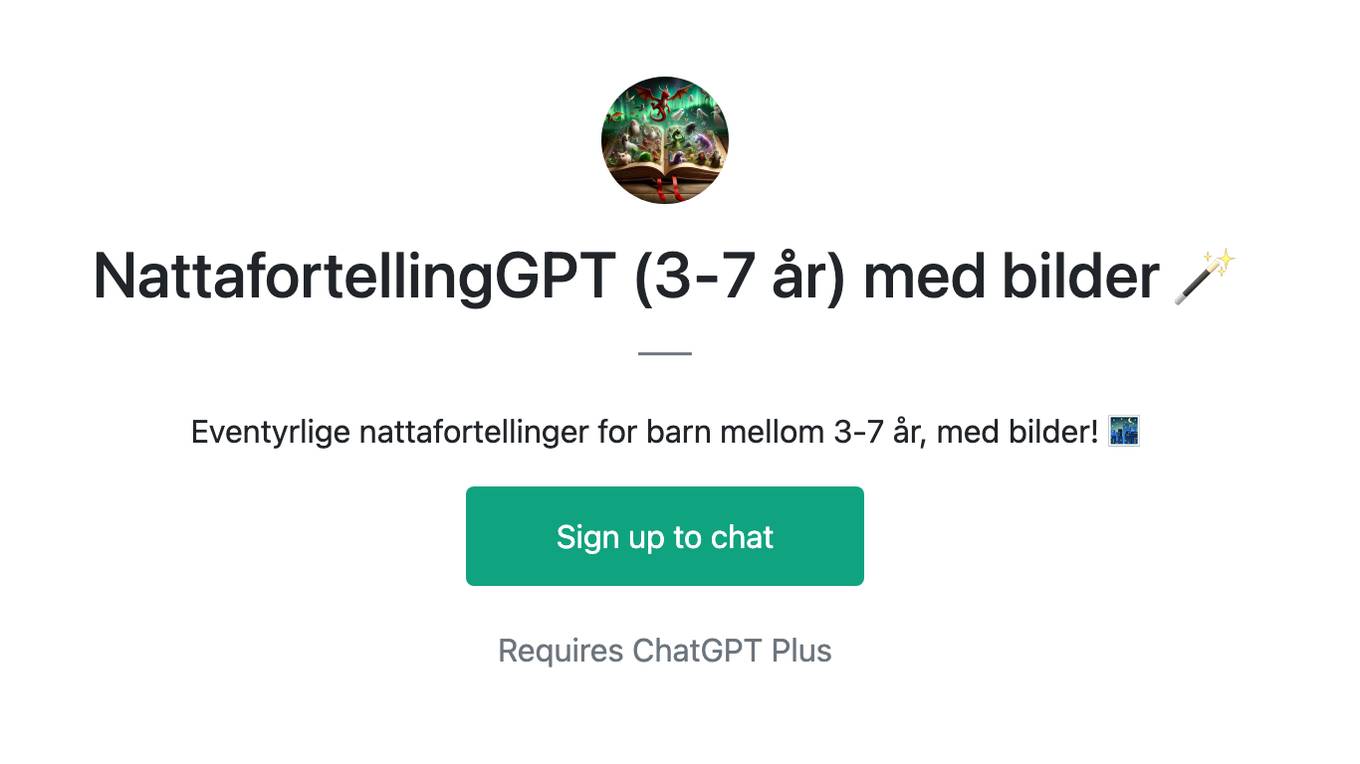 NattafortellingGPT (3-7 år) med bilder  🪄 Screenshot