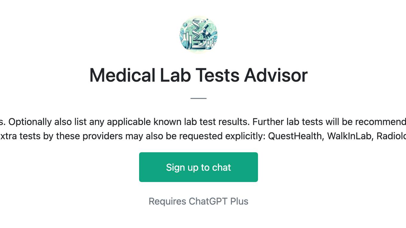 Medical Lab Tests Advisor Screenshot