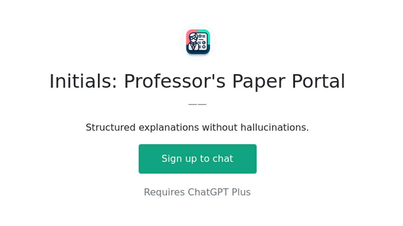 Initials: Professor's Paper Portal Screenshot