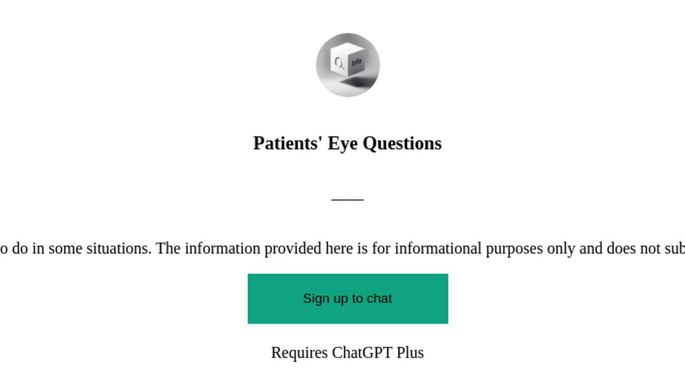 Patients' Eye Questions Screenshot