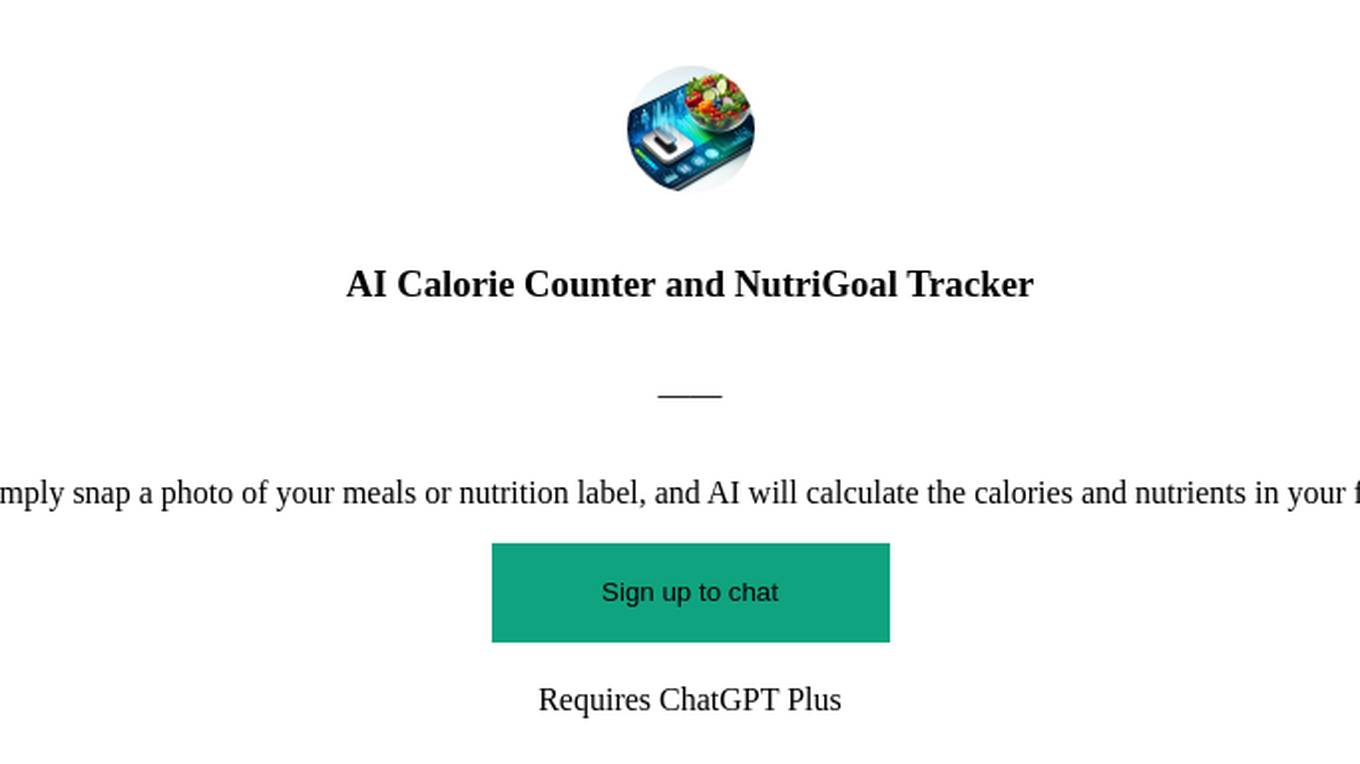 AI Calorie Counter and NutriGoal Tracker Screenshot