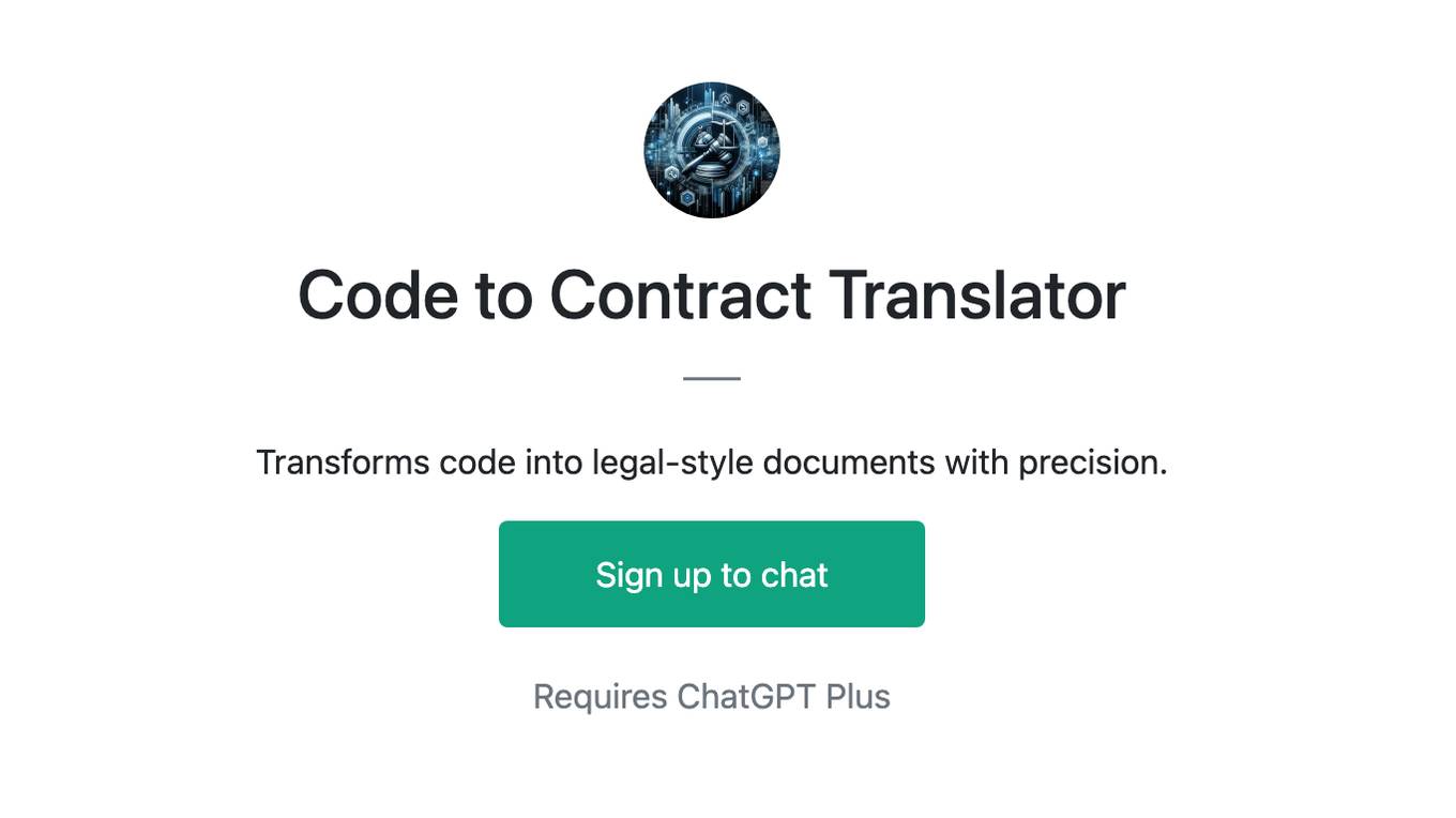 Code to Contract Translator Screenshot