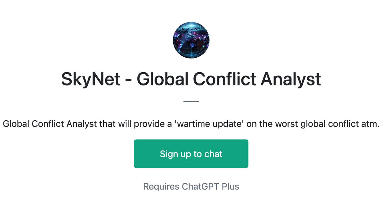 SkyNet - Global Conflict Analyst Screenshot