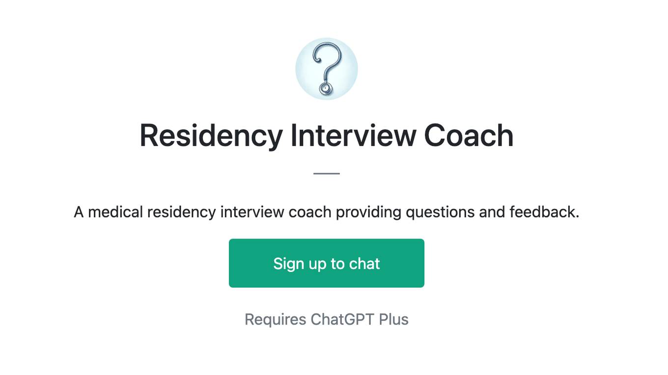 Residency Interview Coach Screenshot