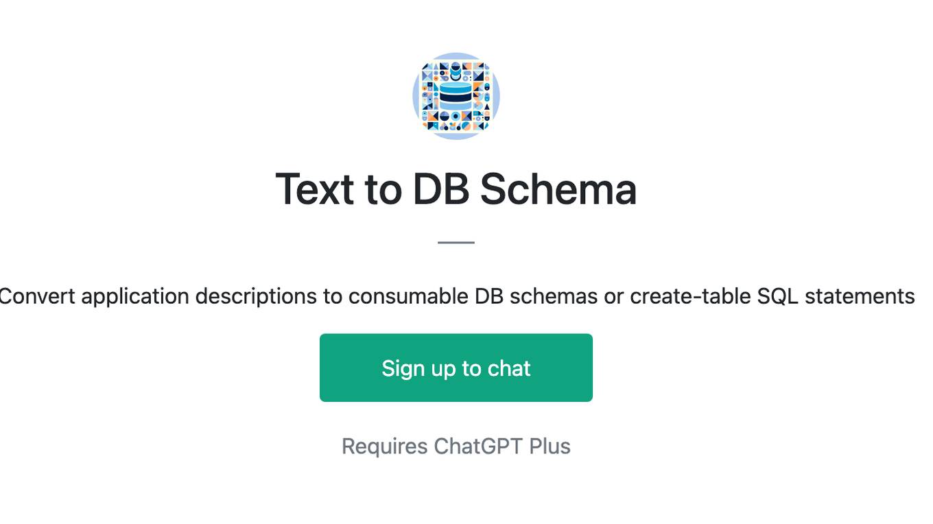 Text to DB Schema Screenshot