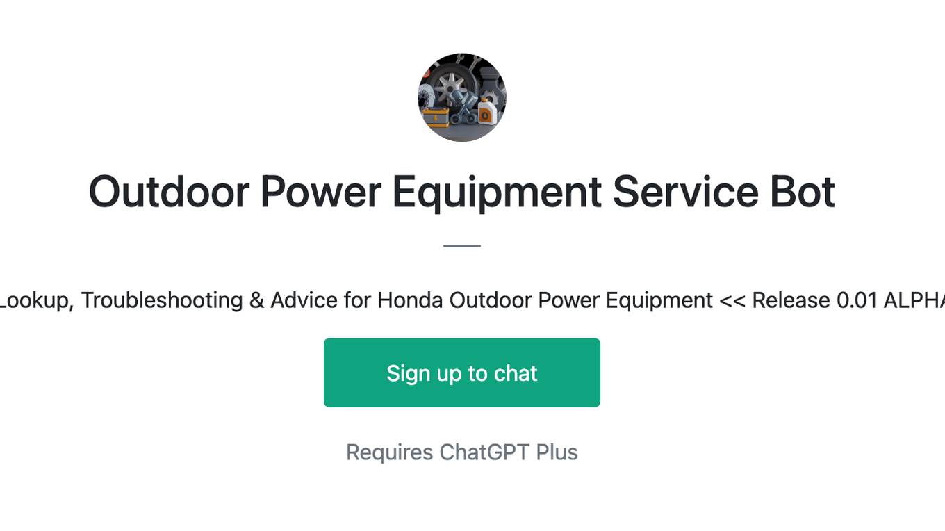 Outdoor Power Equipment Service Bot Screenshot