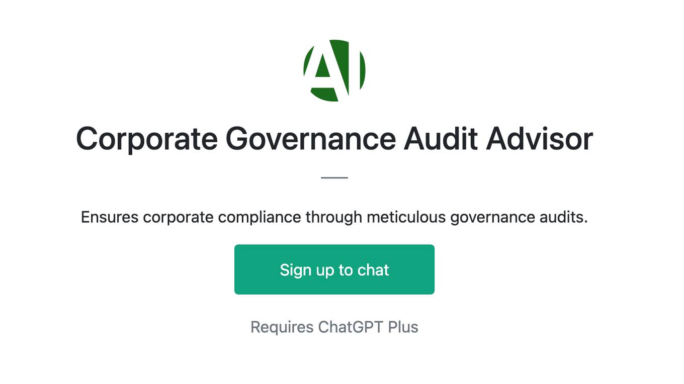 Corporate Governance Audit Advisor Screenshot