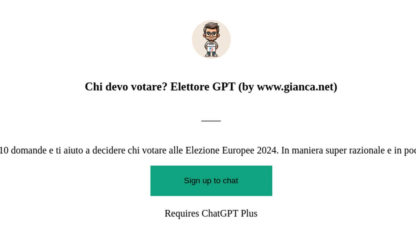 Chi devo votare? Elettore GPT (by www.gianca.net) Screenshot