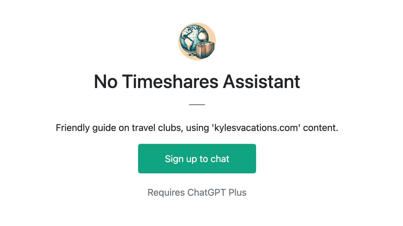 No Timeshares Assistant Screenshot