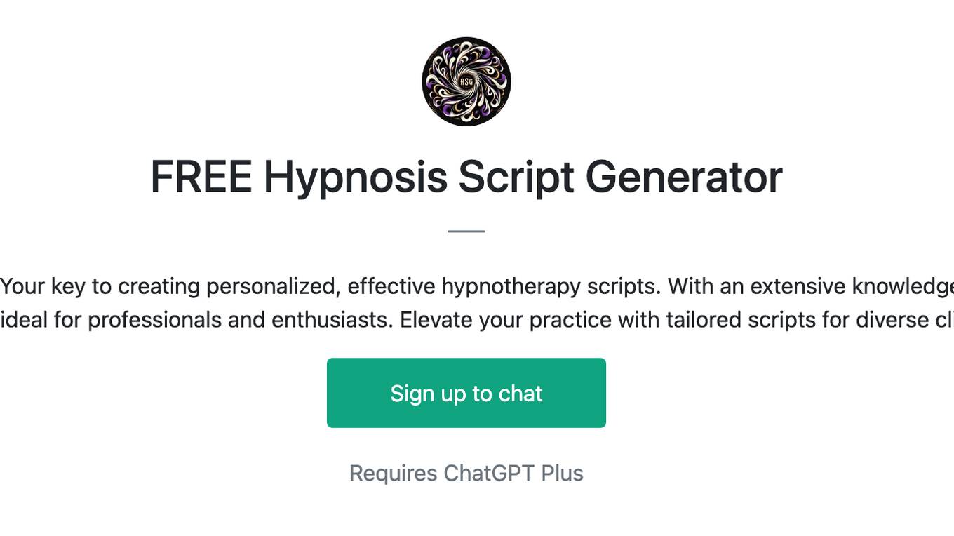 FREE Hypnosis Script Generator Screenshot